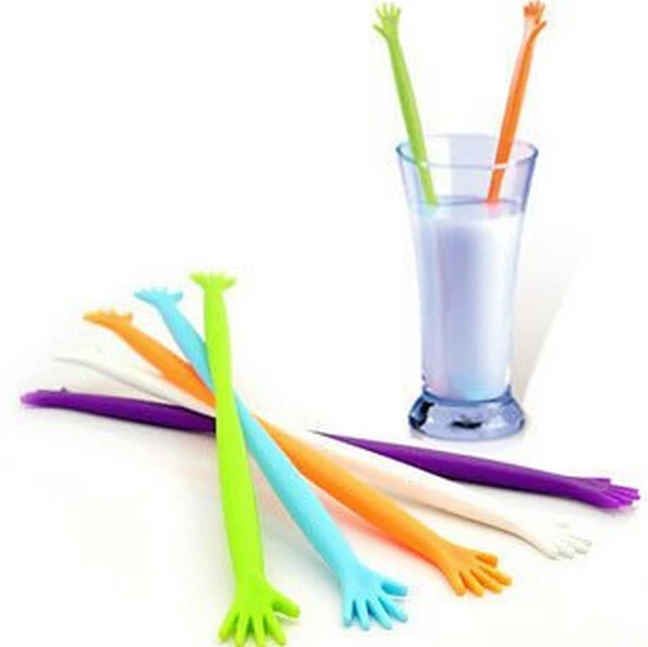 Creative cute help me Stir Bar / Plastic Cartoon PVC Coffee stirrer / Wholesale (A pack of 5 pieces)  ss12