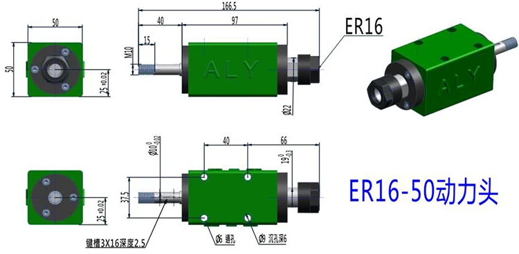 Imagem -04 - Máximos do Eixo da Máquina-ferramenta da Cabeça do Eixo da Unidade 50 mm da Potência de Perfuração Er16 para a Perfuração Perfuração Máquina de Corte 3000rpm