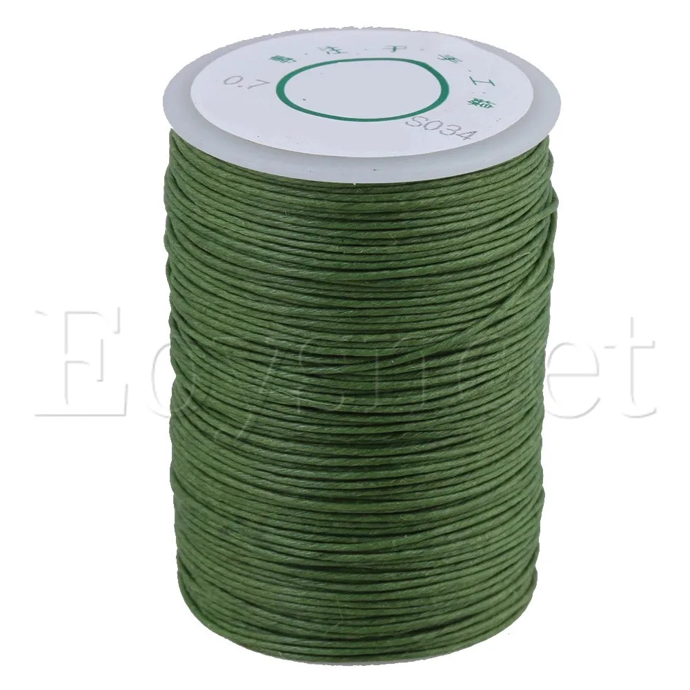 0.7mm Dia 100m Grass Green Round Waxed Thread Leather Craft Sewing Cord