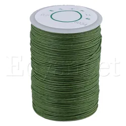 0.7mm Dia 100m Grass Green Round Waxed Thread Leather Craft Sewing Cord
