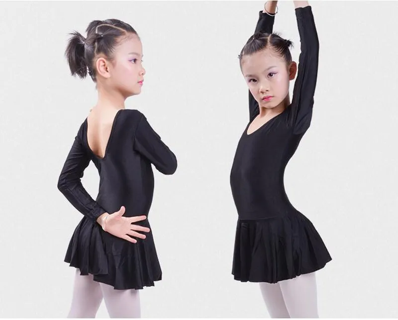 Robes de patinage à manches longues pour filles, vêtements de danse pour enfants, robe de ballet en spandex, maillot de bain justaucorps AqLeotard