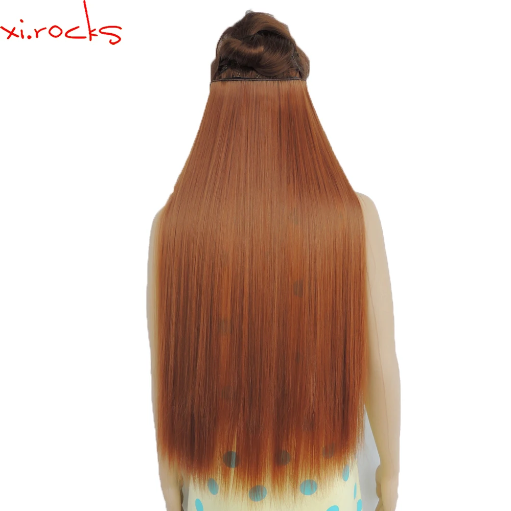 wjz12070/30J 5Pieces Xi.rocks wigs Clip in Hair Synthetic Extension Length Straight wig Clips Matte Copper