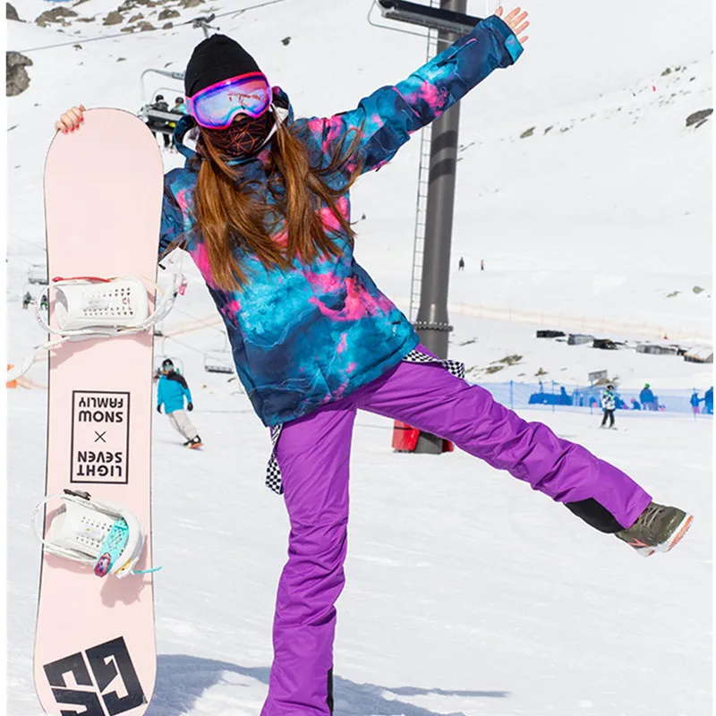 SIMAINING-traje de esquí para mujer, chaqueta de Snowboard y pantalones de esquí de montaña, impermeable, transpirable, abrigo cálido para