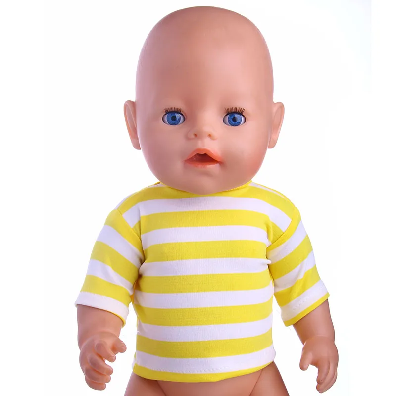 Color Stripe T-Shirt For 18 Inch American&43Cm Baby New Born Doll Our Generation , For Baby Birthday Festival Gift