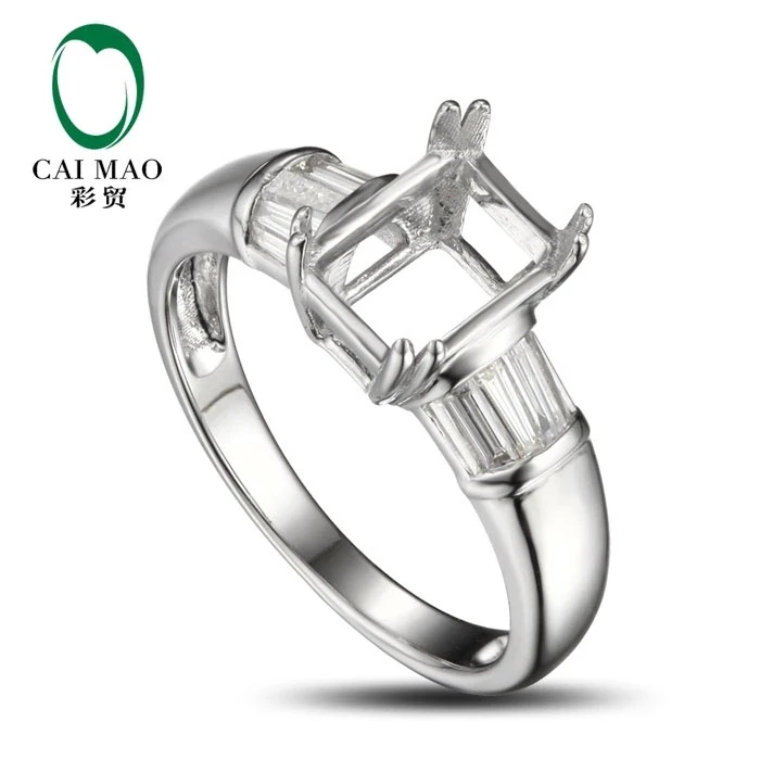 CaiMao Cushion cut Semi Mount Ring Settings & 0.46ct Diamond 14k White Gold Gemstone Engagement Ring Fine Jewelry