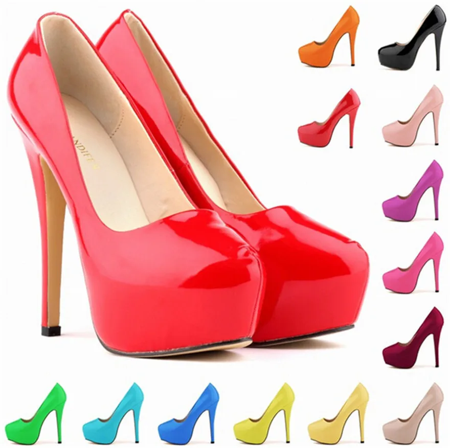 

Sexy High Platform Party Shoes 2024 New Women Concise Solid Patent Leather High Heels Shoes Fashion Shallow Wedding Shoes Woman