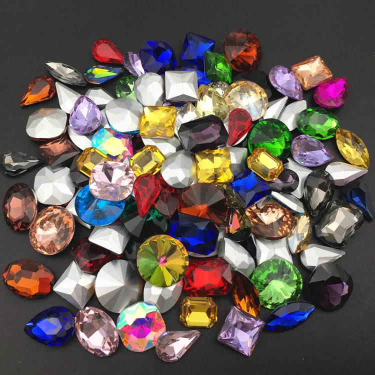 50 stuks Mix Kleuren Vormen Rivoli, Peer, Ovaal, navette... Glas Kristal Similisteen Fancy Stones Crystal Fancy Stone Kralen