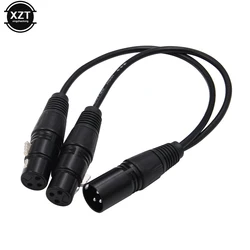 3-Pin XLR Male Plug to Dual 2 Female Jack Y Splitter Mic DJ Cable Adaptor 16 AWG extension For DVD Player Microphone