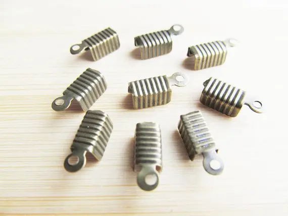 300pcs 5.18mmx12.06mm Antique Bronze Ribbon Leather Cord Crimp End Caps,Fastener Clasps, Connector,Crimp Beads,DIY Accessory