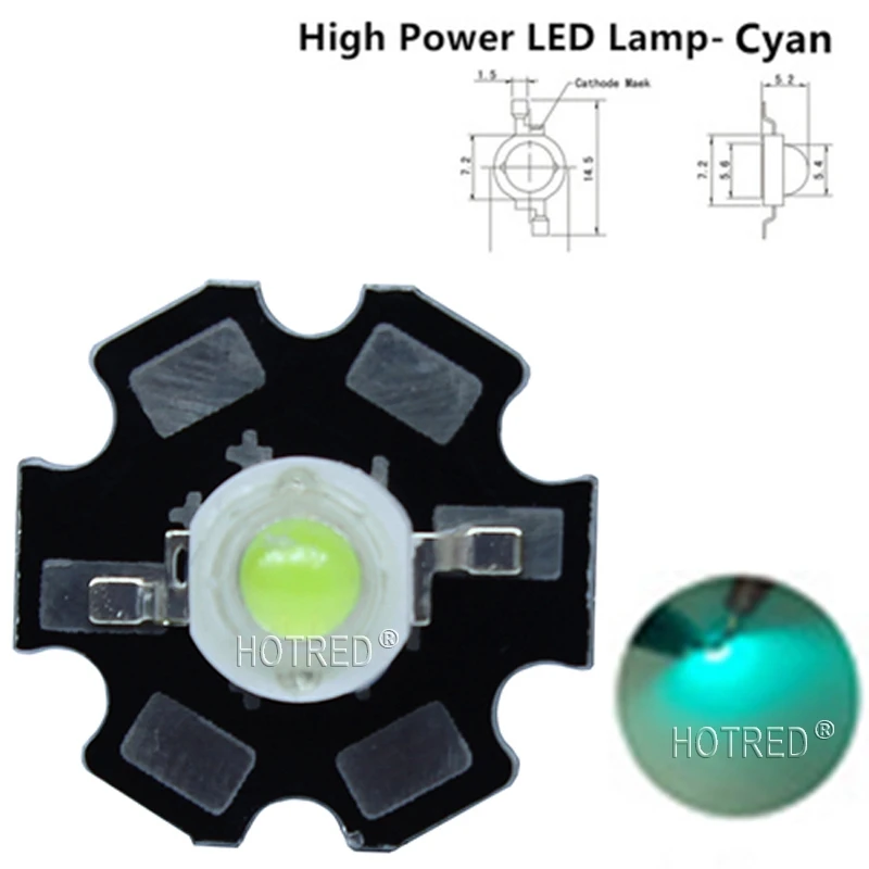 10PCS 3W Cyan Ice Blue Green High Power  LED Lamp Led Emitter Light 490-495nm Diode 350-700mA  For Decoration with 16/20mm PCB