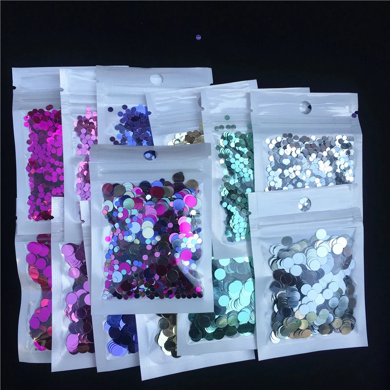 New Hot 10g/Pack 3mm And 6mm Flat Dot Shape Loose Sequins Paillettes for Nail Beauty,Bags Decoration,CRYSTAL SOIL Material