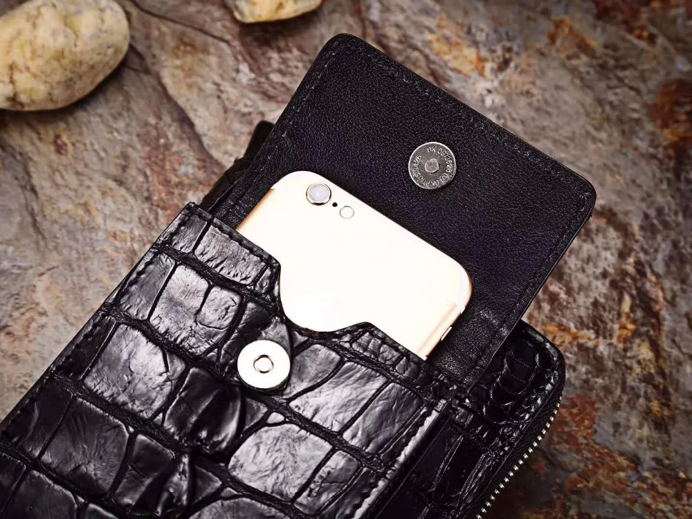 100% genuine alligator skin leather men wallet crocodile skin wallets  purse with phone case holder money clip big size