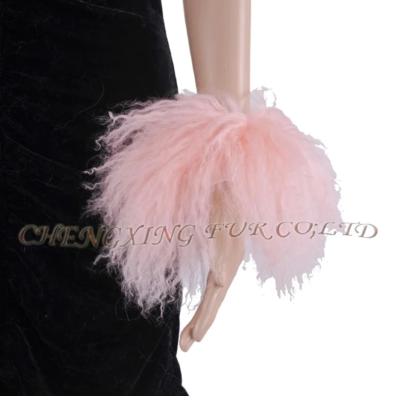 FREE SHIPPING Latest Design Custom Women Genuine Mongolian Lamb Fur Cuff Bracelets Arm Warmer CX-A-47B