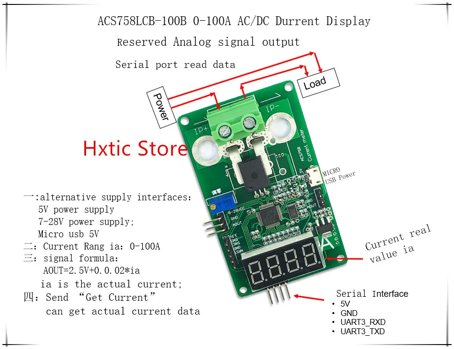 

ACS758LCB-100B ACS758 0-100A AC/DC current display meter