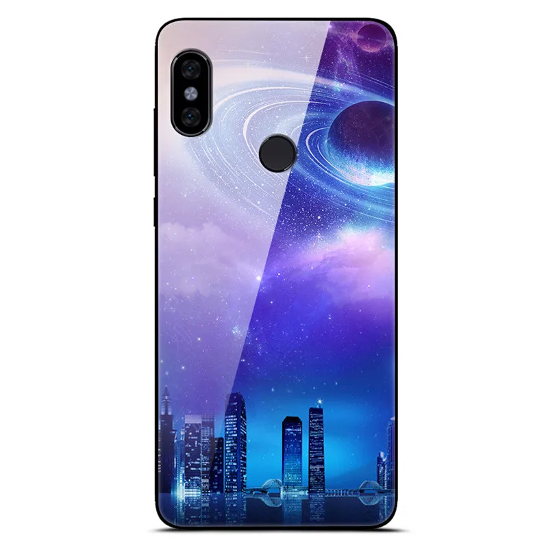 ل Xiaomi Redmi ملاحظة 5 حالة الزجاج المقسى كوكب الفضاء غطاء الزجاج الخلفي حالة ل Xiomi Redmi ملاحظة 5 برو Redmi note5 64GB 32GB