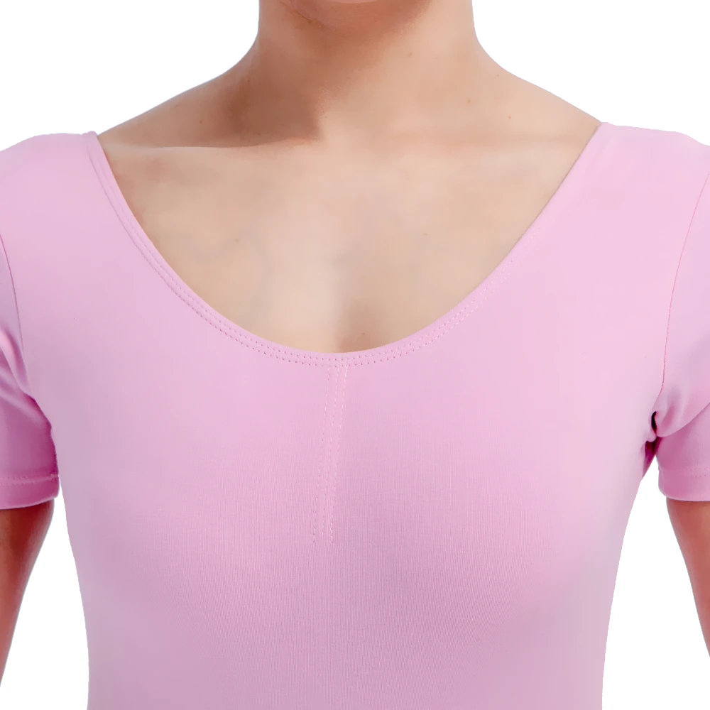 Retail Wholesale Light Pink Cotton/Lycra Round Neck Cap Sleeve Ballet Dancing Leotards for Ladies and Girls