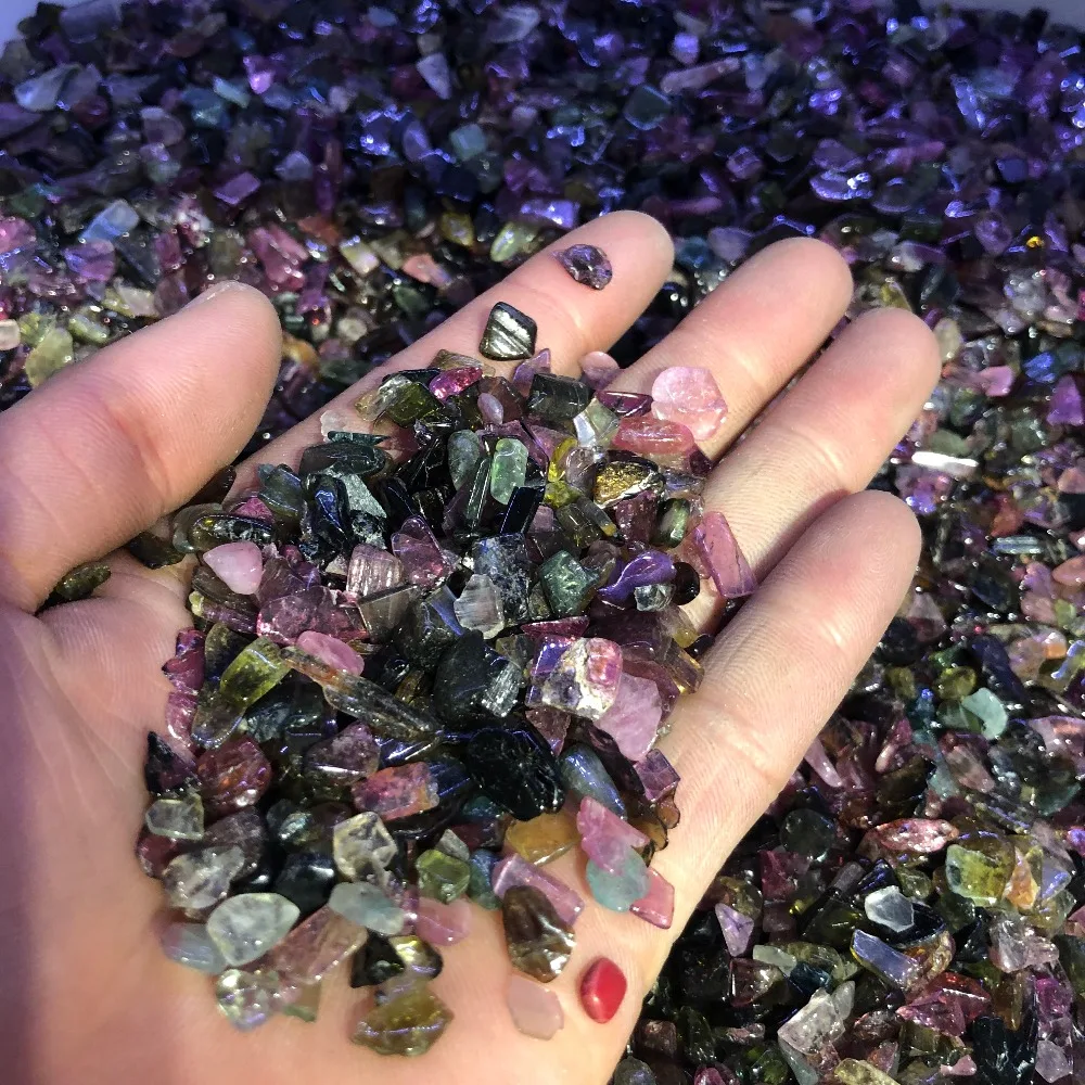 100g natural green crystal gravel stone and amethyst crystal quartz tumbled stone mixture HEALING