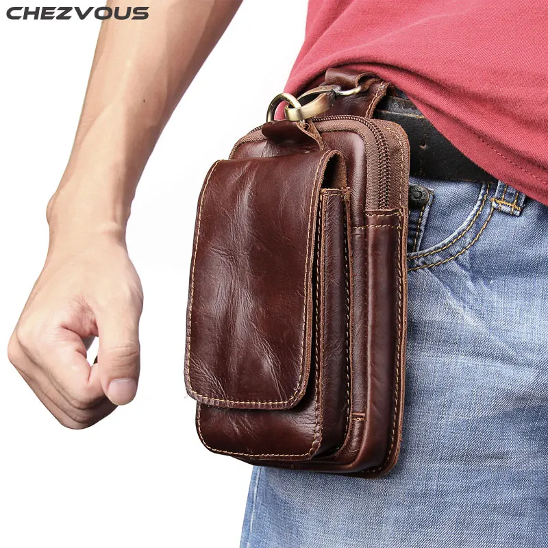 

CHEZVOUS 5.5'' Phone Pouch Leather Belt Clip Pouch Holster Phone Holder for Samsung Galaxy S8 S9 plus S7 S6 edge S5 S4 Waist Bag