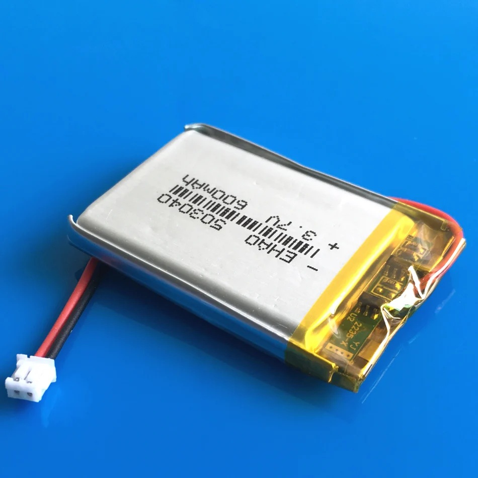 Akumulator litowo-polimerowy 3,7 V 600 mAh 503040 + Wtyczka JST ZH 1,5 mm 2Pin do kamery rejestratora MP3 GPS DVD Bluetooth
