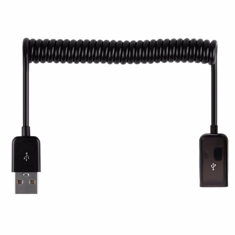 USB 2.0 Male to Female Spring Coiled Extention Coil Cable Adapter Connector