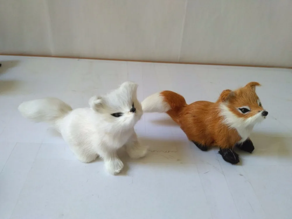 

simulation fox plastic&furs 12x7cm fox model handicraft prop home decoration gift d2138