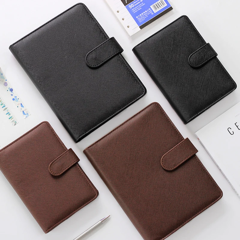 Brown Planner Black Portable Notebook Loose-leaf Detachable Buckle Ring Thick A5 Business Notebook Stationery Office A6 Workbook