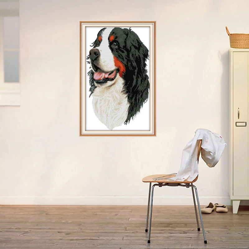 Joy sunday Bernese mountain dog,counted printed on fabric DMC 14CT 11CT Cross Stitch kits, embroidery needlework Home decor