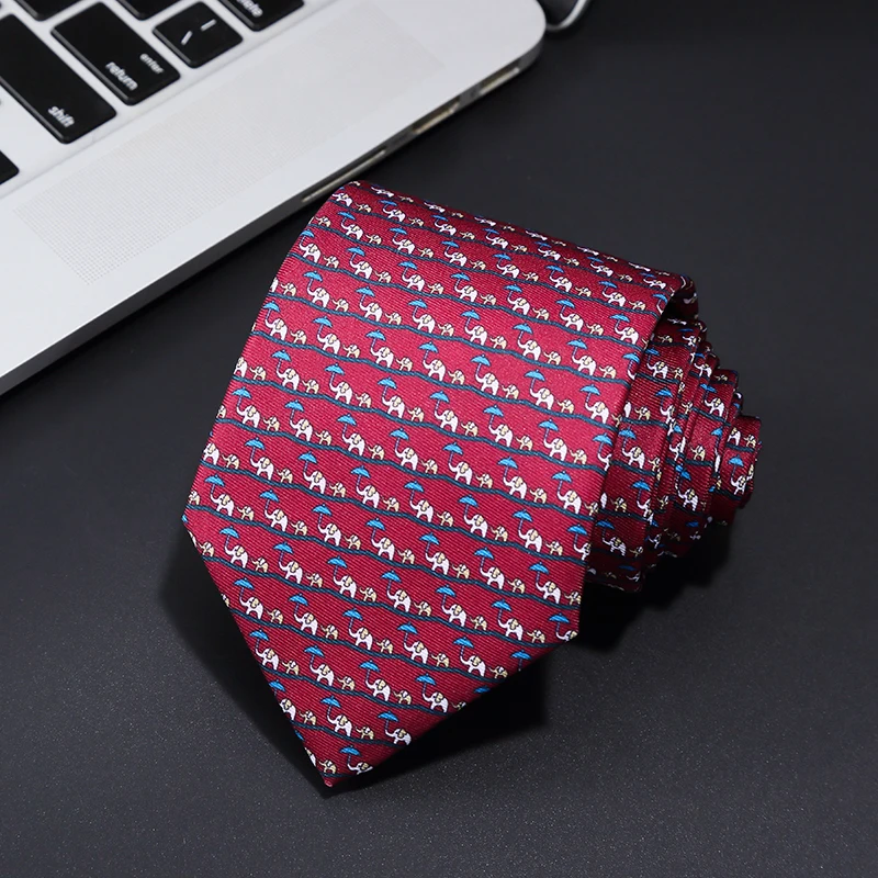 KAMBERFT fashion men\'s Neck Tie handmade 8cm natural silk tie cartoon digital printing tie business wedding meeting Cravat