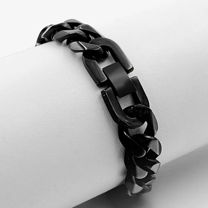 CHIMDOU 21cm 13mm Cool Fashion High Quality Stainless Steel Pop Punk Rock Style Round Chain Link Bracelet Men Jewelry AB713