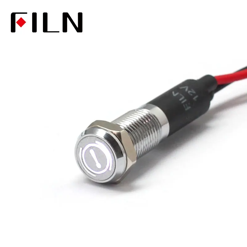 FILN 8mm  Car dashboard Brake fault marker symbol led red yellow white blue green 12v led indicator light with 20cm cable