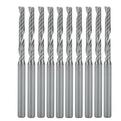 10pcs 3.175*2.5*22mm Single Flute Bit Carbide End Mill Set, CNC Router End Mills for Wood Cutter Milling