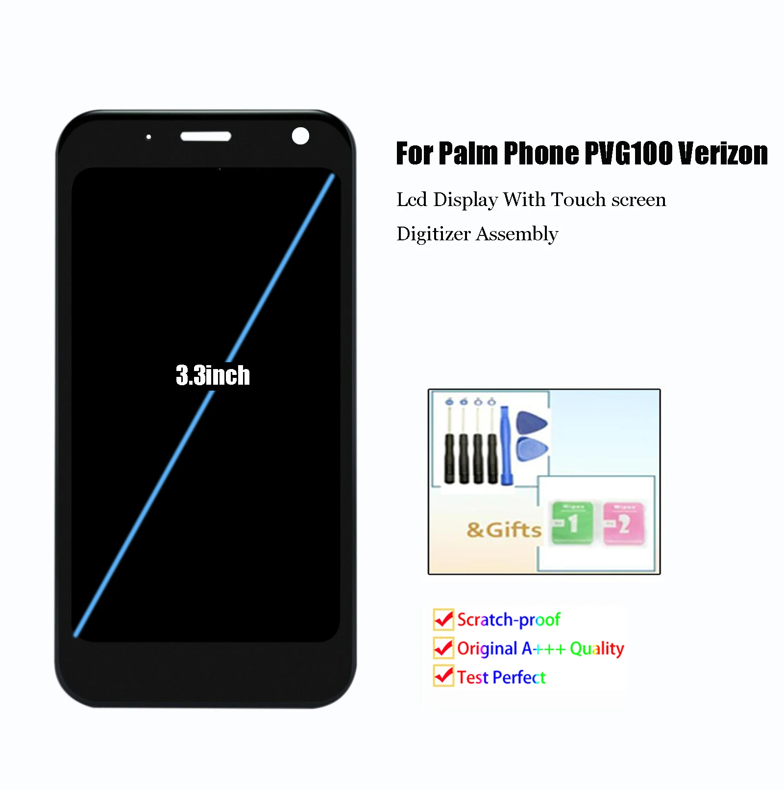 Tela Lcd Verizon 3.3 Original para Palm Phone Pvg100 com Touch Screen Digitalizador Peças de Montagem para Verizon Palm Pvg 100