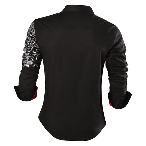 Imagen 2 del producto Sportrendy Vestido camisero para hombre Casual Manga larga Moda Dragón Elegante JZS041