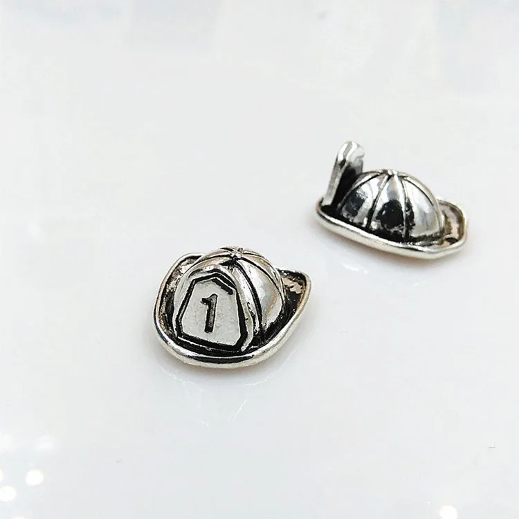 30 Pieces/Lot 15*19mm Antique Silver Plated Fireman Helmet Firefighter Charm For Jewelry Making 3044