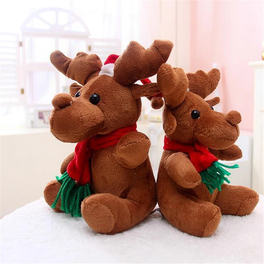 

Cute 16cm Simulation Christmas Elk Plush Toy Stuffed Soft Deer Gift Doll for Kids Children Xmas Home Decoration Ornaments DS19