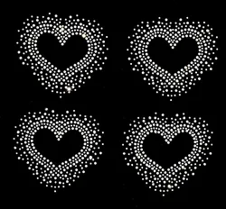 4 pz/lotto Del modello del Cuore strass motif disegni ferro sul trasferimento hot fix trasferimento del rhinestone motivi di trasferimento sul design