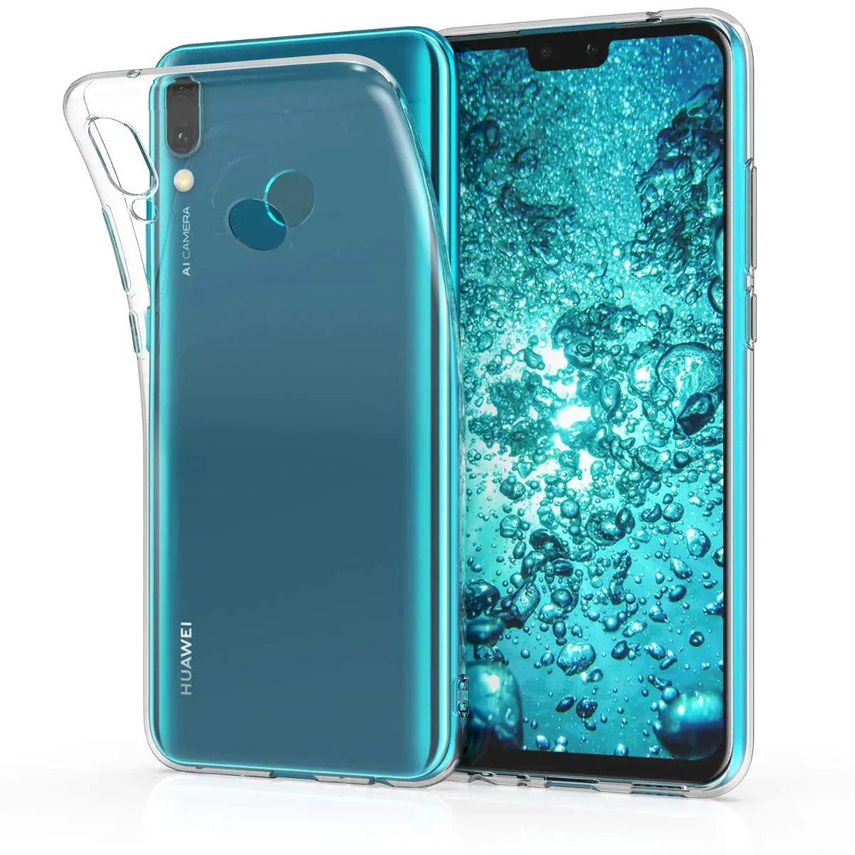 Cover Trasparente Per Huawei Y9 (2019) Con Stampa Farfalla Blu - Custodia Slim In TPU Morbido, Antiurto E Antigraffio - 2