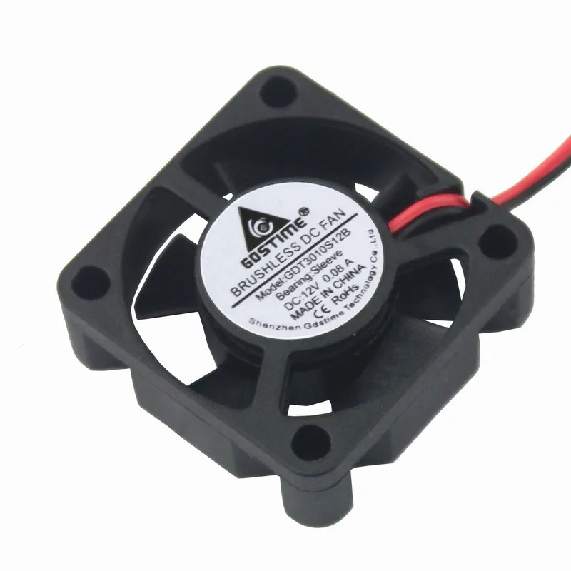 

1 Piece Gdstime 3cm 30x30x10mm 12V Small Mini DC Cooling Cooler Fan 30mm x 10mm 3010 5 Blades 2pin 0.08A