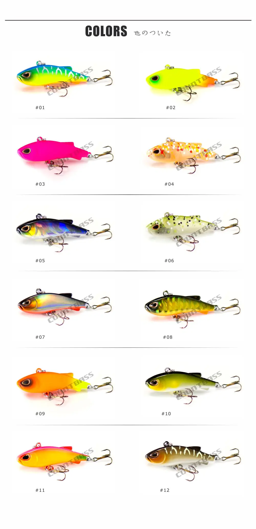 Countbass Mini Vibration 40mm 1-37/64" 3,6g 1/8 oz. Mit VMC-Haken, Sinnking Hardbait Angelköder-Wobbler – Detail 5