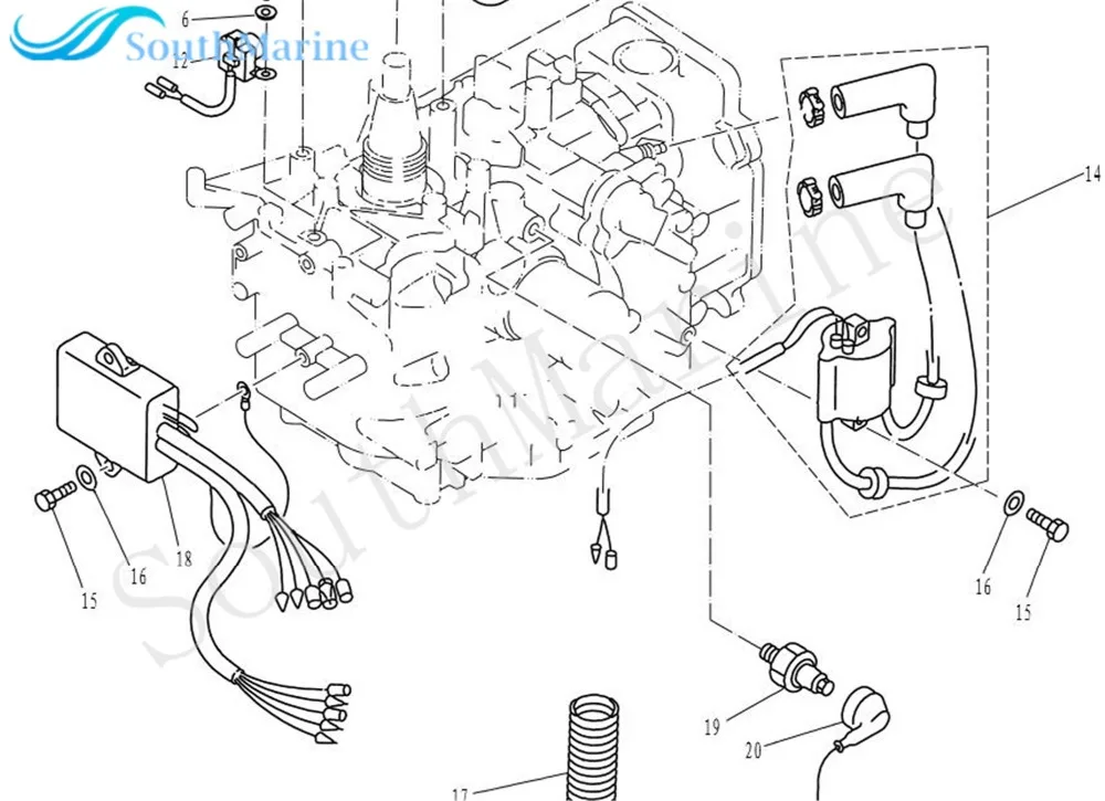 Motor de popa tridimensional bobina de tração para yamaha 9.9hp 15hp f15 t9.9