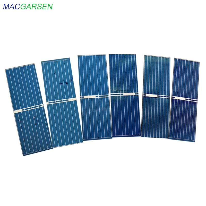 MACRAGSEN 100pcs Solar Panel 52x13mm Color Difference Defect Polycrystalline Solars Cell Photovoltaic DIY Solar Sun Power Bank