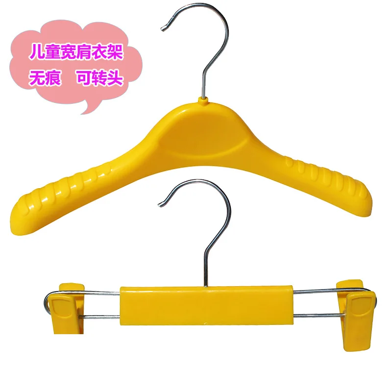 15 pcs/lot Plastic Children's Clothes Hanger with Broad Shoulder Non-slip Clothing Hanging Rack for Kids with Rotatable Hook