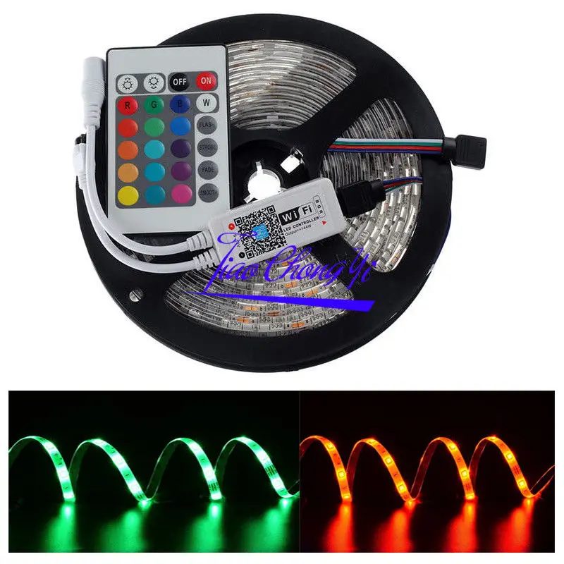 

DC 12V 5050 300LED RGB Flexible Light LED Strip IP65 with 24key WiFi Controller