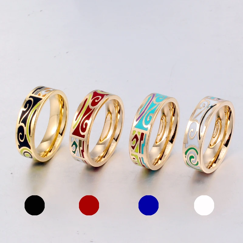 Vintage Rings for Women and Colorful Enamel Rings Style Art and Design Girlfriend Gift