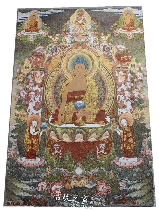 36 inch china Tibet embroidery Silk fengshui Medicine Buddha statue Tangka Thangka Paintings Mural