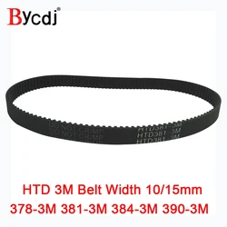 Arc HTD 3M Timing belt C=378 381 384 390 width 6-25mm Teeth126 127 128 130 HTD3M synchronous pulley 378-3M 381-3M 384-3M 390-3M