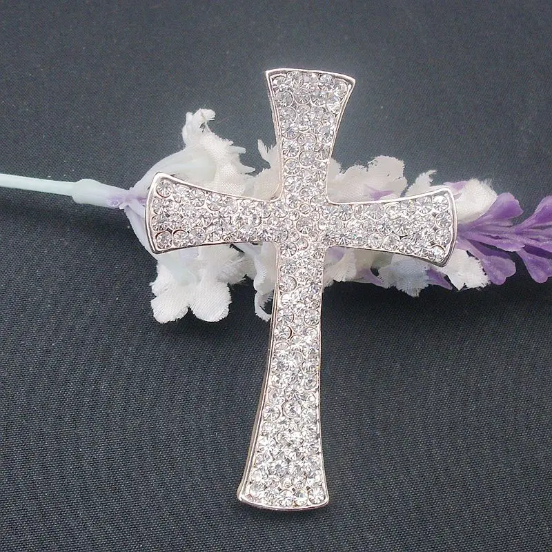 Fashion Brooches Clear Crystal Rhinestone Cross Costume Brooch Pin Pendant Exquisite Jewelry Champagne Golden, Item NO.: BH7665