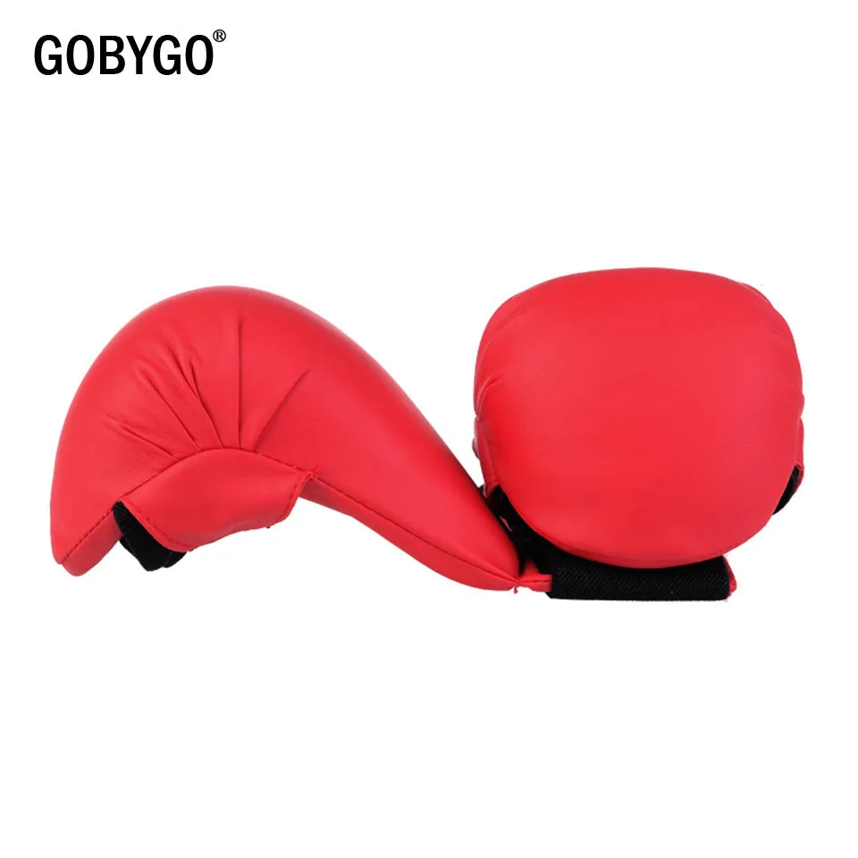 GOBYGO-Luvas de couro para homens e mulheres, meio dedo, luta, fitness, karatê, boxe MMA