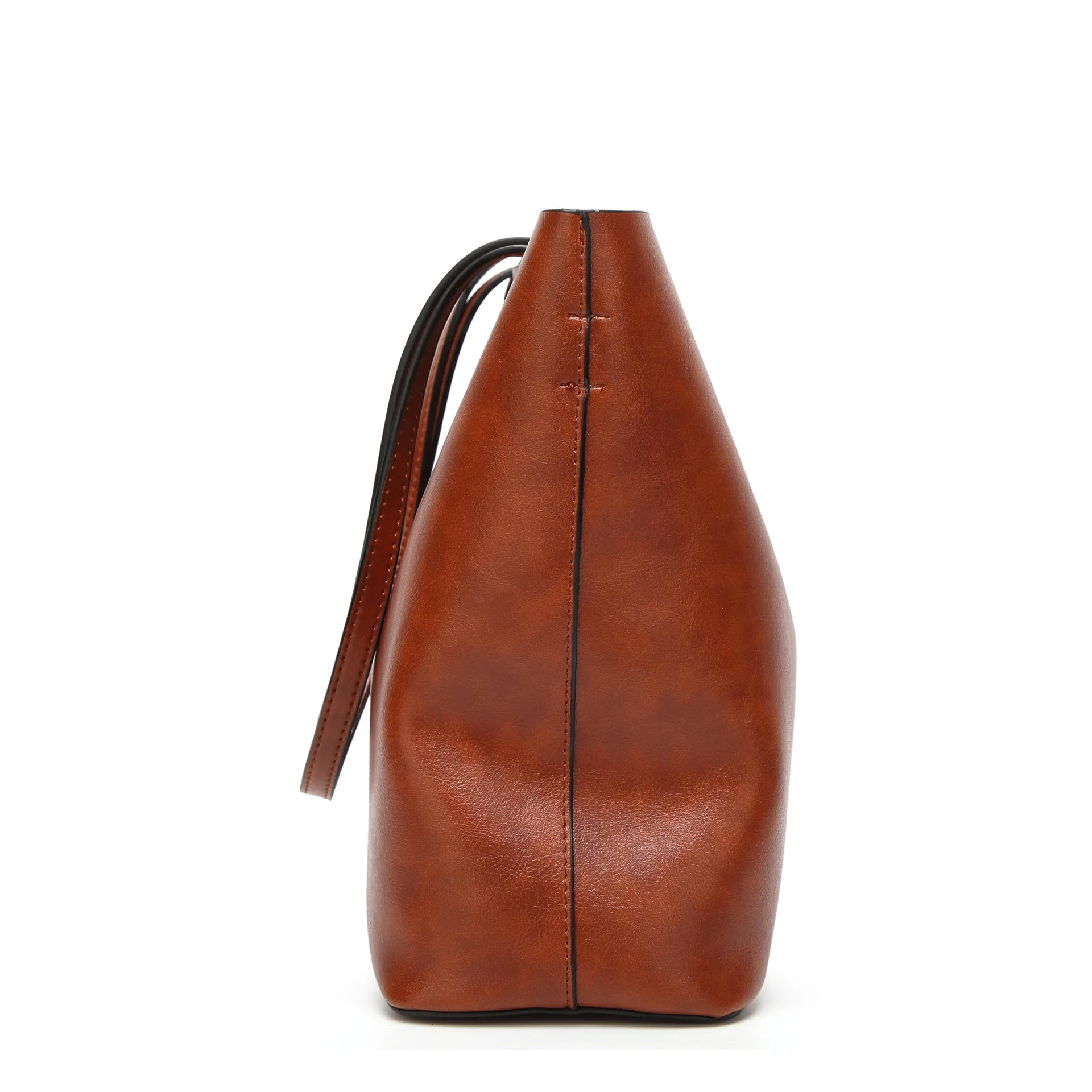 Waxing Leather bucket bag Simple Double strap handbag shoulder bags For Women 2023 All-Purpose Shopping totes bolsa feminina