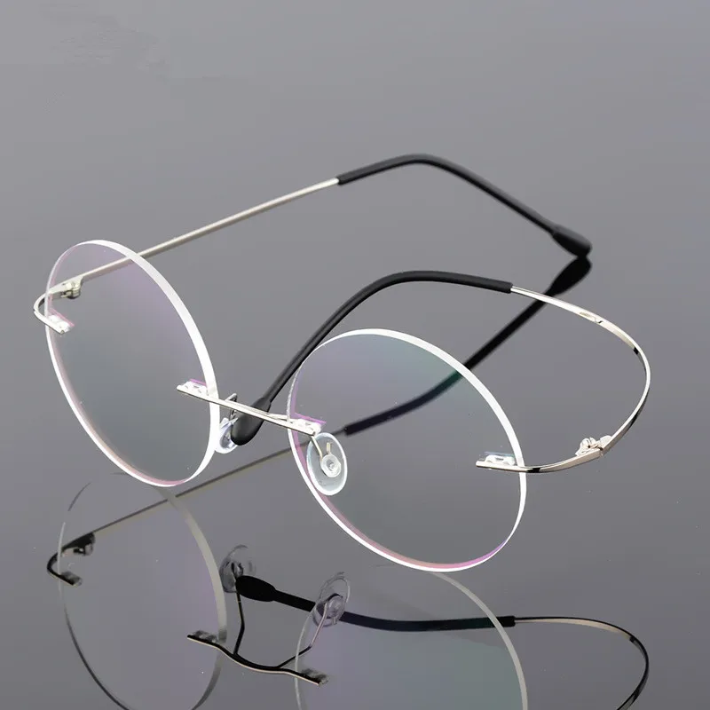 Steve Jobs Star Style Foldable Ultra-light Memory Titanium Rimless Round Myopia Eyeglasses Optical Glasses Frame Men Eyewear